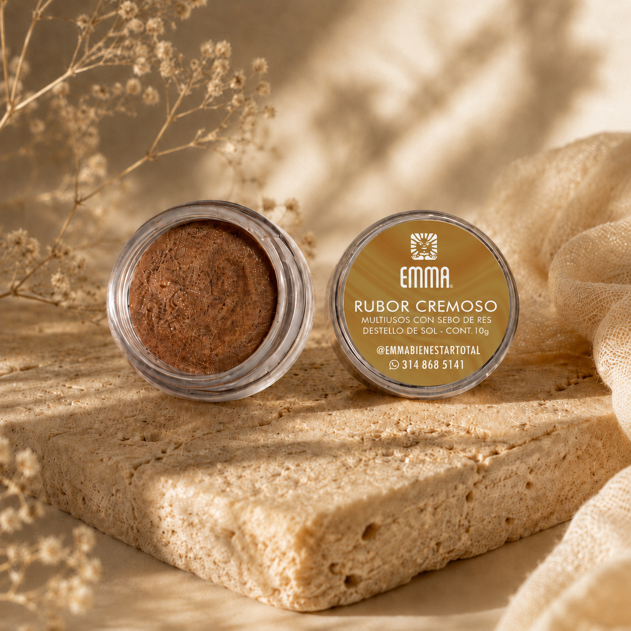 Rubor Cremoso Multiusos con Sebo de Res - Destello de Sol 10 gr